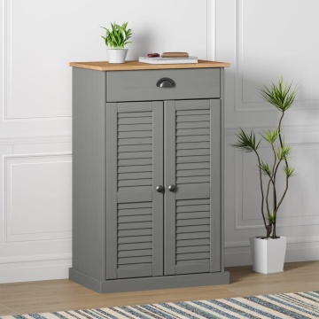 Dulap de pantofi VIGO, gri, 60x35x96 cm, lemn masiv de pin - Img 1