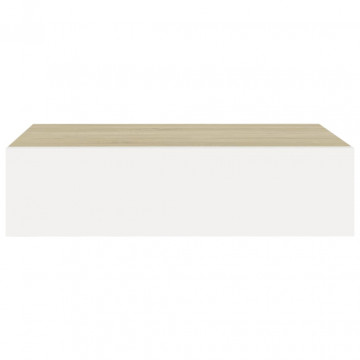 Dulap de perete cu sertar, alb și stejar, 40x23,5x10 cm, MDF - Img 4