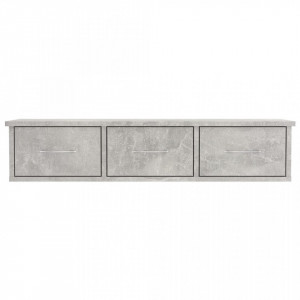 Dulap de perete cu sertare, gri beton, 88x26x18,5 cm, PAL - Img 4