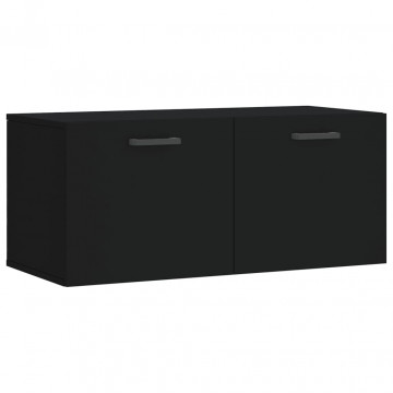 Dulap de perete, negru, 80x36,5x35 cm, lemn compozit - Img 2