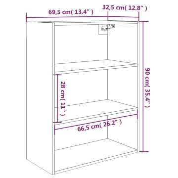 Dulap de perete suspendat, negru, 69,5x32,5x90 cm - Img 7