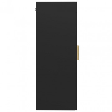 Dulap de perete suspendat, negru, 69,5x34x90 cm - Img 4