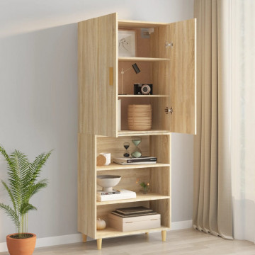 Dulap de perete suspendat, stejar sonoma, 69,5x34x90 cm - Img 4
