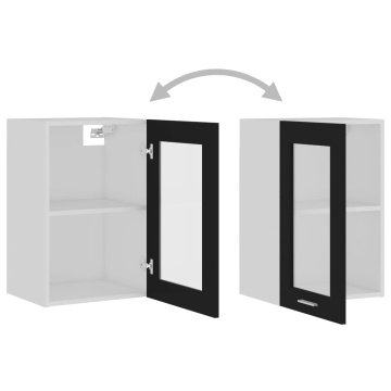 Dulap de sticlă suspendat, negru, 40x31x60 cm, lemn prelucrat - Img 5