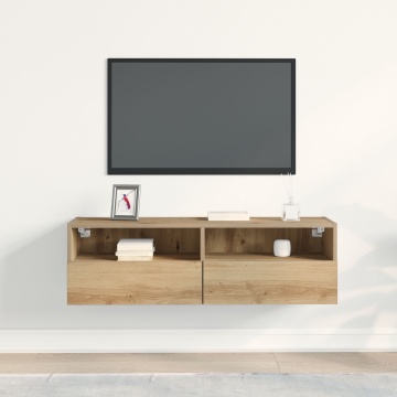 Dulap de TV pe perete Stejar Artisan 100x30x30 cm Lemn prelucrat - Img 4