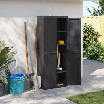 Dulap depozitare de exterior, negru, 65x37x165 cm, PP - Img 3