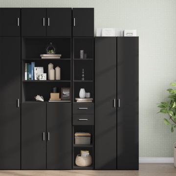 Dulap depozitare slim negru 30x42,5x225 cm lemn prelucrat - Img 1