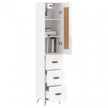 Dulap înalt, alb extralucios, 34,5x34x180 cm, lemn prelucrat - Img 3