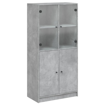 Dulap înalt cu uși, gri beton, 68x37x142 cm, lemn compozit - Img 2