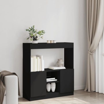Dulap înalt, negru, 92x33x100 cm, lemn prelucrat - Img 3