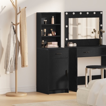 Dulap Înalt Negru cu Stejar 40x41x135 cm din Lemn Prelucrat - Img 1