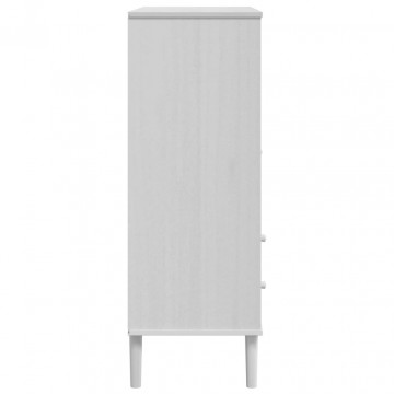 Dulap înalt SENJA aspect ratan alb, 90x40x112cm, lemn masiv pin - Img 6