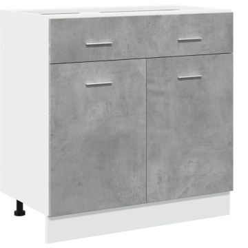 Dulap inferior cu sertar, gri beton, 80 x 46 x 81,5 cm, PAL - Img 2