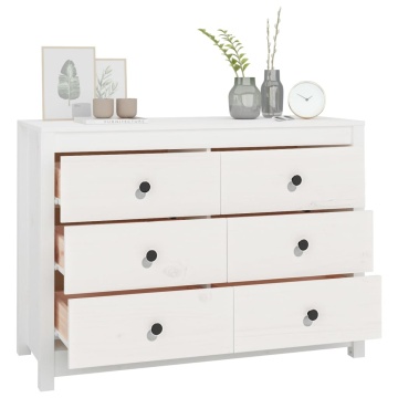 Dulap lateral, alb, 100x40x72 cm, lemn masiv de pin - Img 6