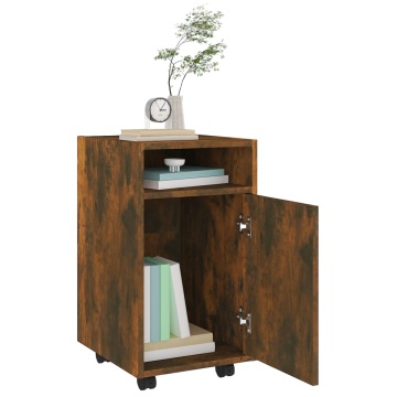 Dulap lateral cu roți stejar afumat 33x38x60 cm lemn prelucrat - Img 6