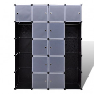 Dulap modular 14 compartimente alb și negru 37 x 146 x 180,5 cm - Img 3