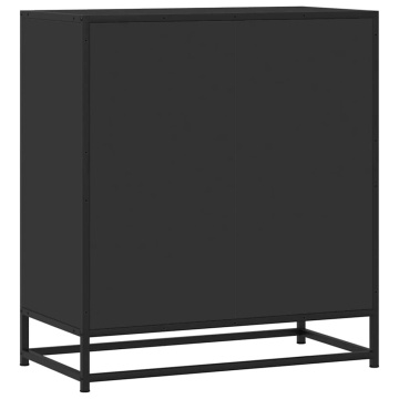 Dulap, negru, 68x35x76 cm, lemn prelucrat și metal - Img 6