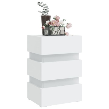 Dulap noptieră cu LED, alb, 45x35x67 cm, lemn prelucrat - Img 3