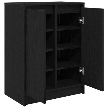 Dulap Pantofi Stejar Negru 57x34x76 cm Lemn prelucrat - Img 8