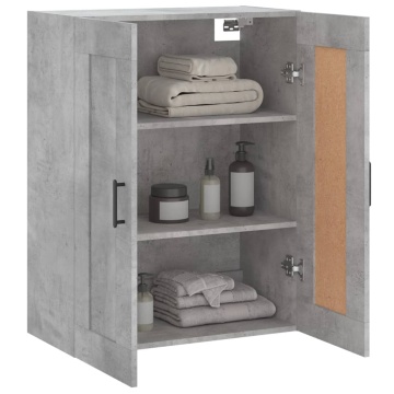 Dulap pe perete, gri beton, 69,5x34x90 cm, lemn prelucrat - Img 8