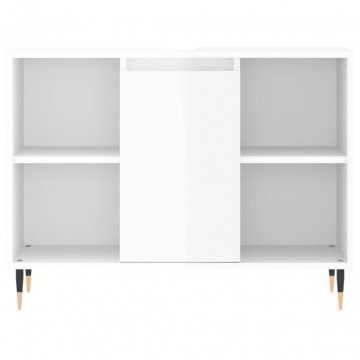 Dulap pentru baie, alb extralucios, 80x33x60 cm, lemn compozit - Img 5