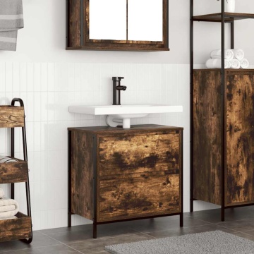 Dulap pentru baie cu sertare stejar afumat 60x34,5x60 cm - Img 1