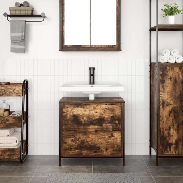 Dulap pentru baie cu sertare stejar afumat 60x34,5x60 cm - Img 3