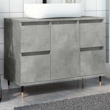 Dulap pentru baie, gri beton, 80x33x60 cm, lemn compozit - Img 1