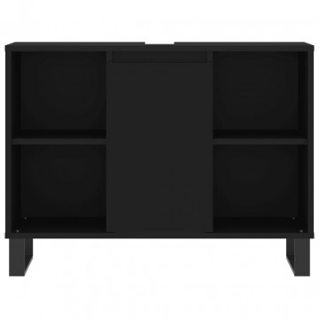 Dulap pentru baie, negru, 80x33x60 cm, lemn compozit - Img 5