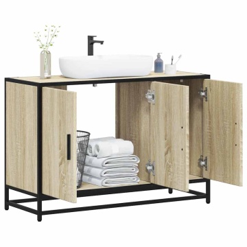Dulap pentru chiuveta de baie stejar Sonoma 90x33x60 cm lemn - Img 1