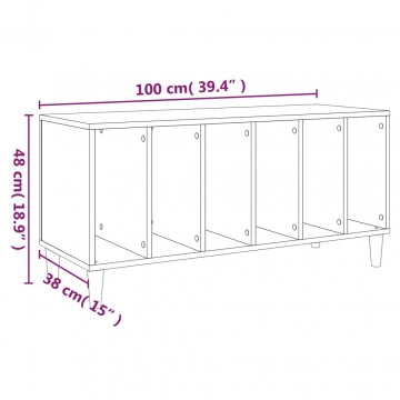 Dulap pentru discuri gri beton, 100x38x48 cm, lemn prelucrat - Img 7
