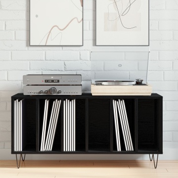 Dulap pentru Discuri Negru Stejar 100x38x48 cm Lemn Prelucrat - Img 3