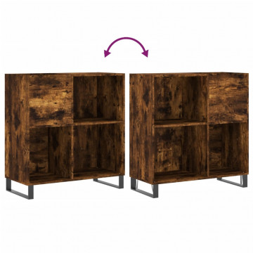 Dulap pentru discuri stejar fumuriu 84,5x38x89 cm lemn compozit - Img 6
