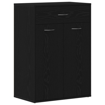 Dulap pentru încălțăminte , Negru cu Stejar, 60x35x84 cm, Lemn stratificat - Img 2