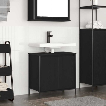Dulap pentru lavoar baie negru 60x34,5x60 cm - Img 1