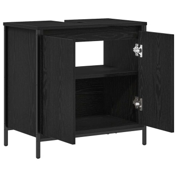 Dulap pentru lavoar baie negru 60x34,5x60 cm - Img 8