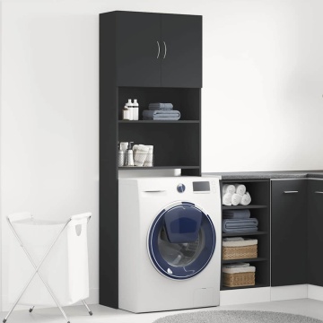 Dulap pentru mașină de spălat negru 64x24x190 cm lemn prelucrat - Img 3