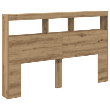 Dulap pentru tăblie cu LED Stejar Artisan 160x17x102 cm - Img 5