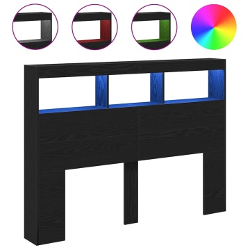 Dulap pentru tăblie cu LED Stejar negru 140x17x102 cm - Img 2