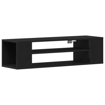 Dulap pentru TV , montat pe perete, Negru Stejar, 100x30x26,5 cm, din lemn prelucrat - Img 2