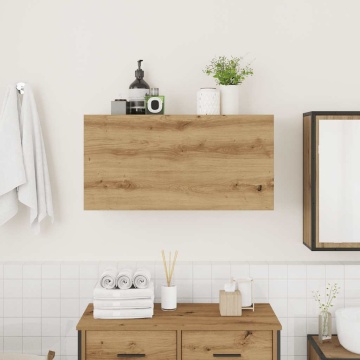 Dulap perete baie stejar artizanal, 80x25x40 cm, lemn prelucrat - Img 3