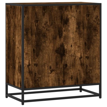 Dulap, stejar fumuriu, 68x35x76 cm, lemn prelucrat și metal - Img 5