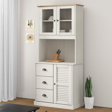 Dulap superior comodă „VIGO”, alb, 78x30x100 cm, lemn masiv pin - Img 1
