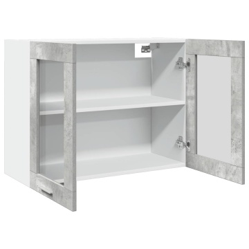Dulap suspendat din sticlă gri beton 80x31x60 cm - Img 6