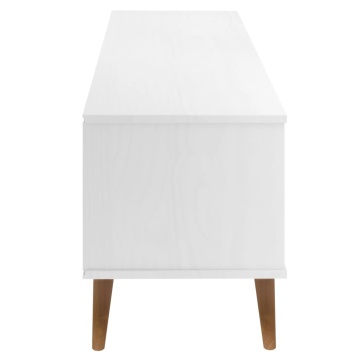 Dulap TV „MOLDE” alb, 158x40x49 cm, lemn masiv de pin - Img 5
