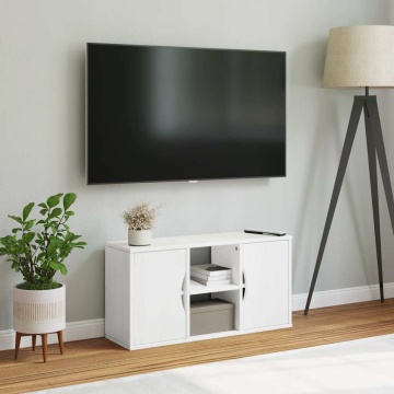 Dulap TV „ODDA” alb 79x24x40 cm din lemn masiv de pin - Img 3