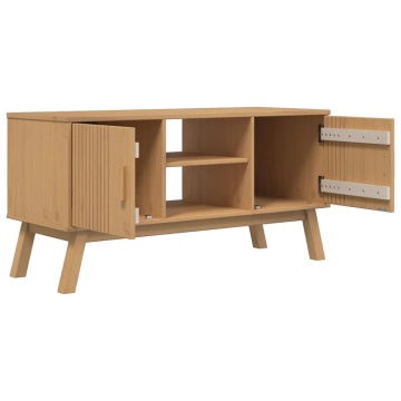 Dulap TV „OLDEN”, maro, 114x43x57 cm, lemn masiv pin - Img 8