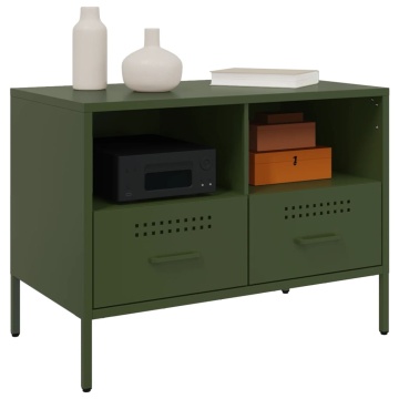 Dulap TV, 2 buc., verde măsliniu, 68x39x50,5 cm, oțel laminat - Img 4