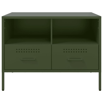 Dulap TV, 2 buc., verde măsliniu, 68x39x50,5 cm, oțel laminat - Img 6