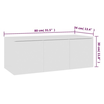 Dulap TV, alb, 80x34x30 cm, lemn prelucrat - Img 7